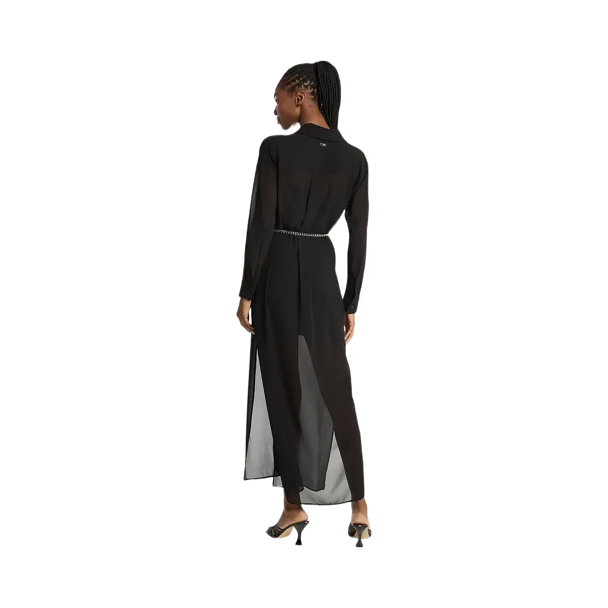 Michael Kors Georgette Belted Shirtdress Black