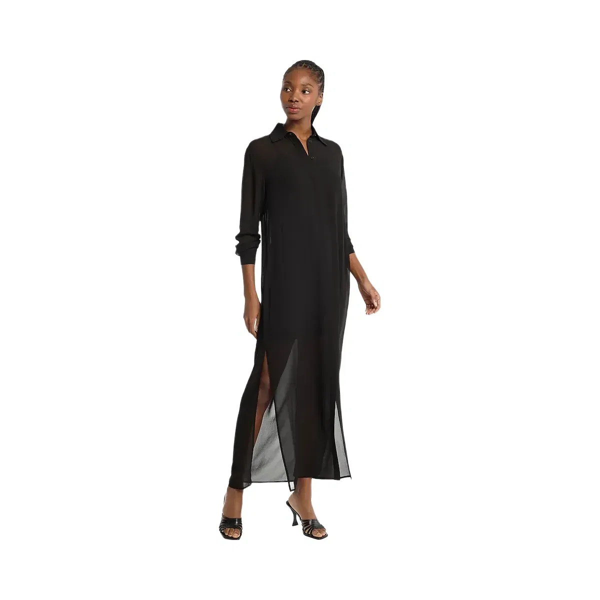 Michael Kors Georgette Belted Shirtdress Black