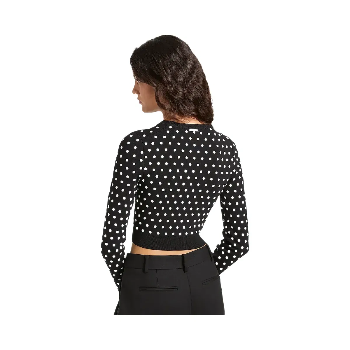 Michael Kors Studded Cropped Zip-Up Cardigan Black