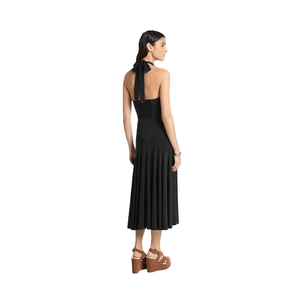 Michael Kors Stretch Matte Jersey Halter Midi Dress Black
