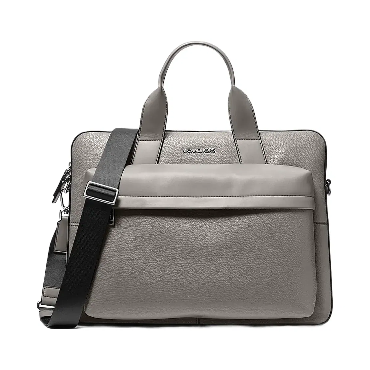 Michael Kors Pacey Medium Pebbled Leather Pocket Briefcase Pearl Grey