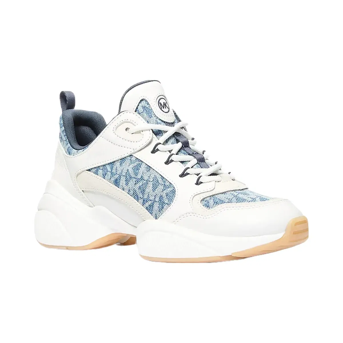 Michael Kors Bowie Signature Logo Print Denim Trainer New Hrzn Wsh