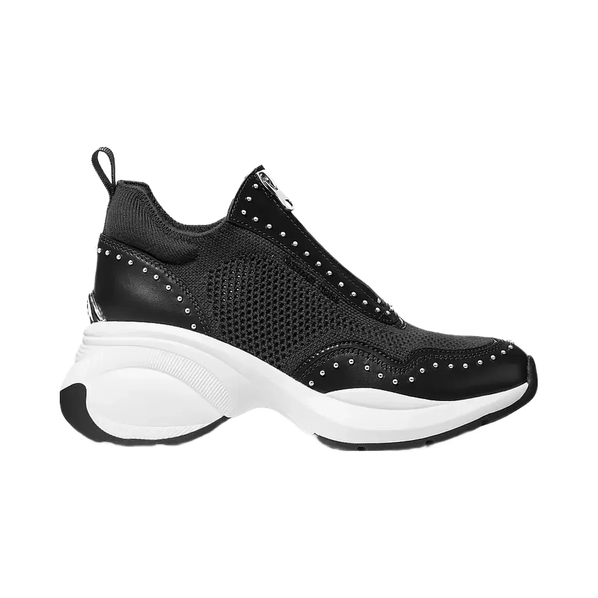 Michael Kors Zuma Studded Mixed-Media Trainer Black