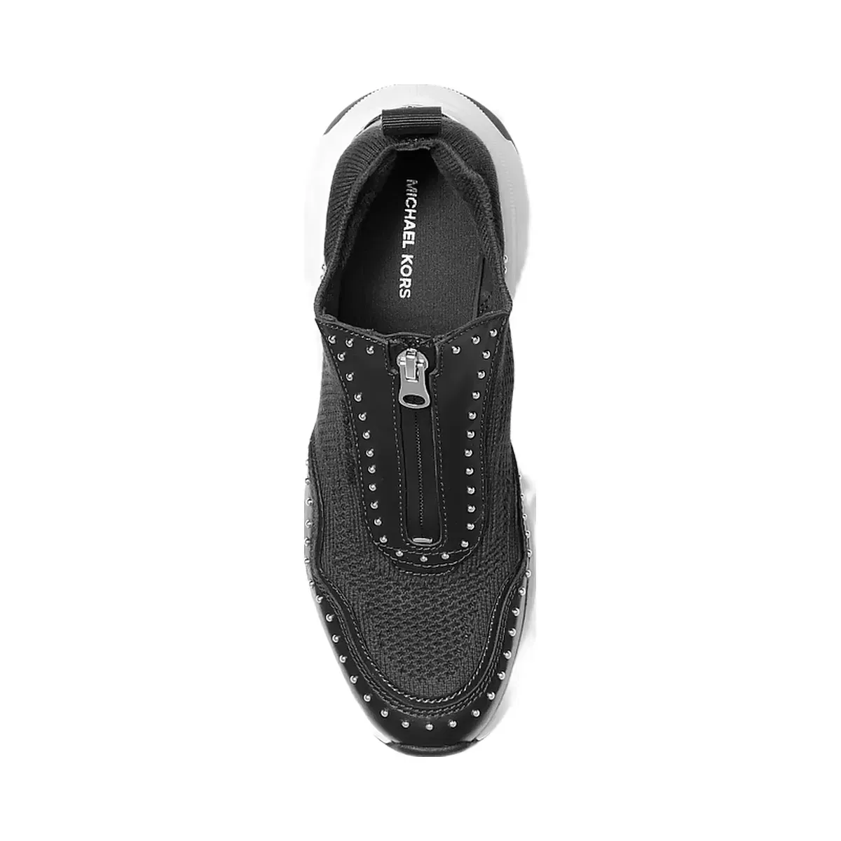 Michael Kors Zuma Studded Mixed-Media Trainer Black