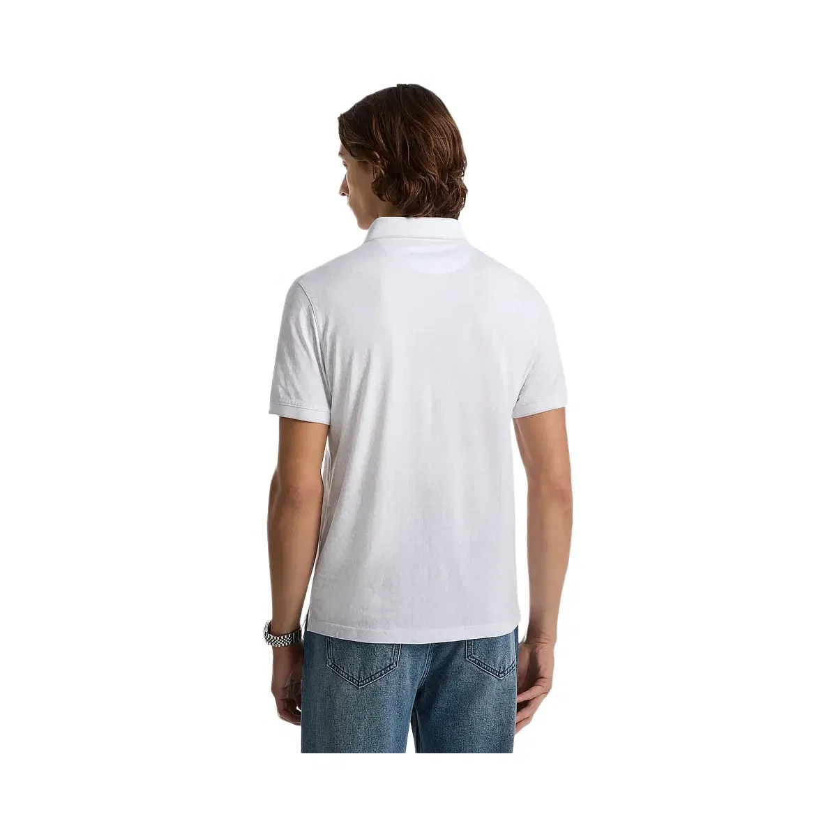Michael Kors Greenwich Signature Logo Print Cotton Polo Shirt White