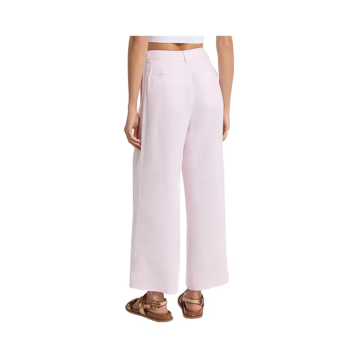 Michael Kors Pleated Linen Wide Leg Pants Lt Bouquet