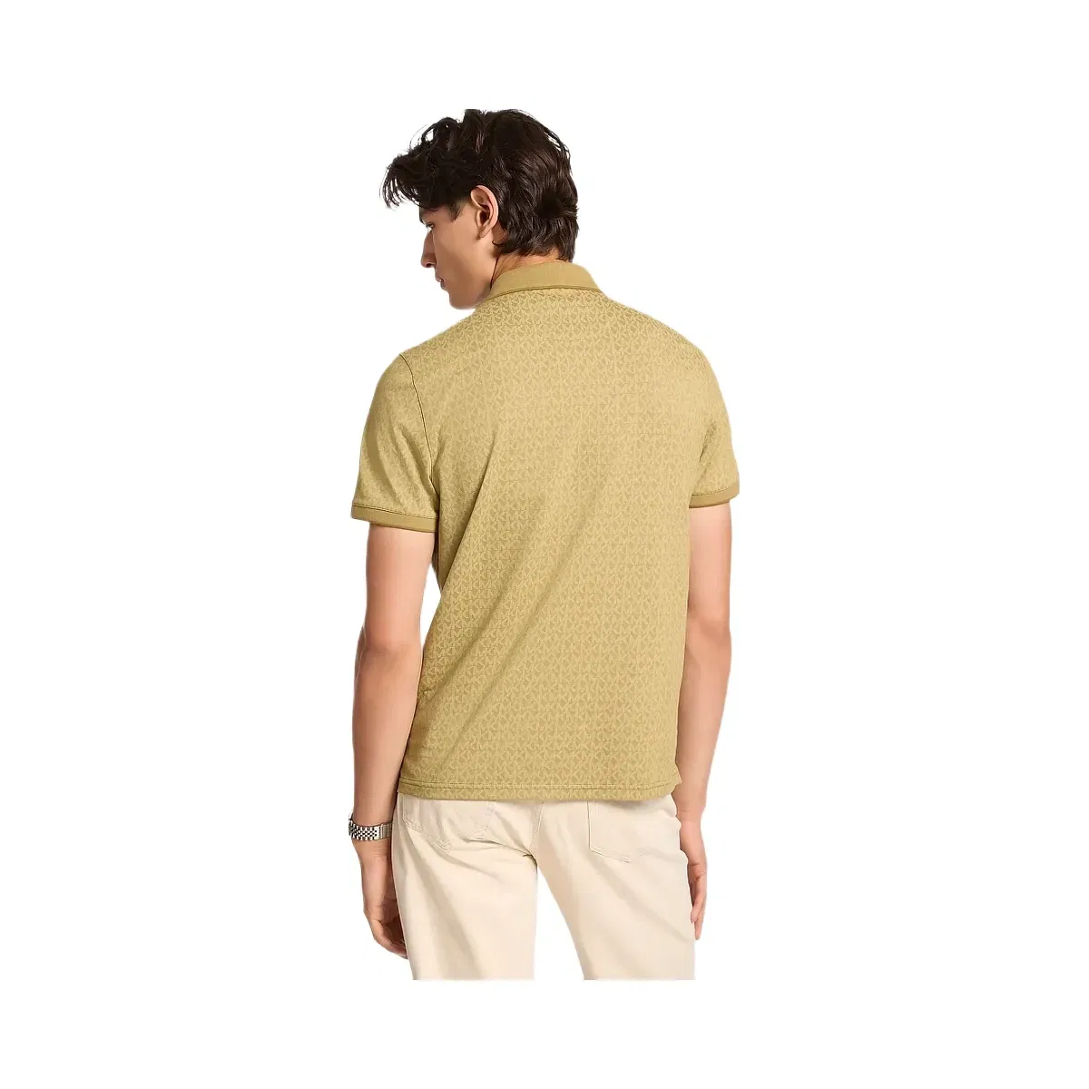Michael Kors Greenwich Signature Logo Print Cotton Polo Shirt Oregano