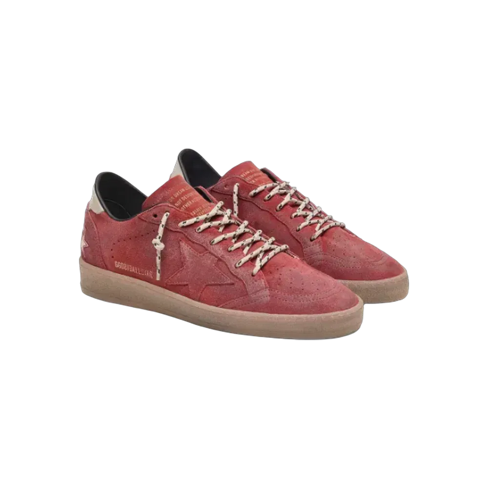 Golden Goose Ball Star In Rust-Red Suede With Tone-On-Tone Star