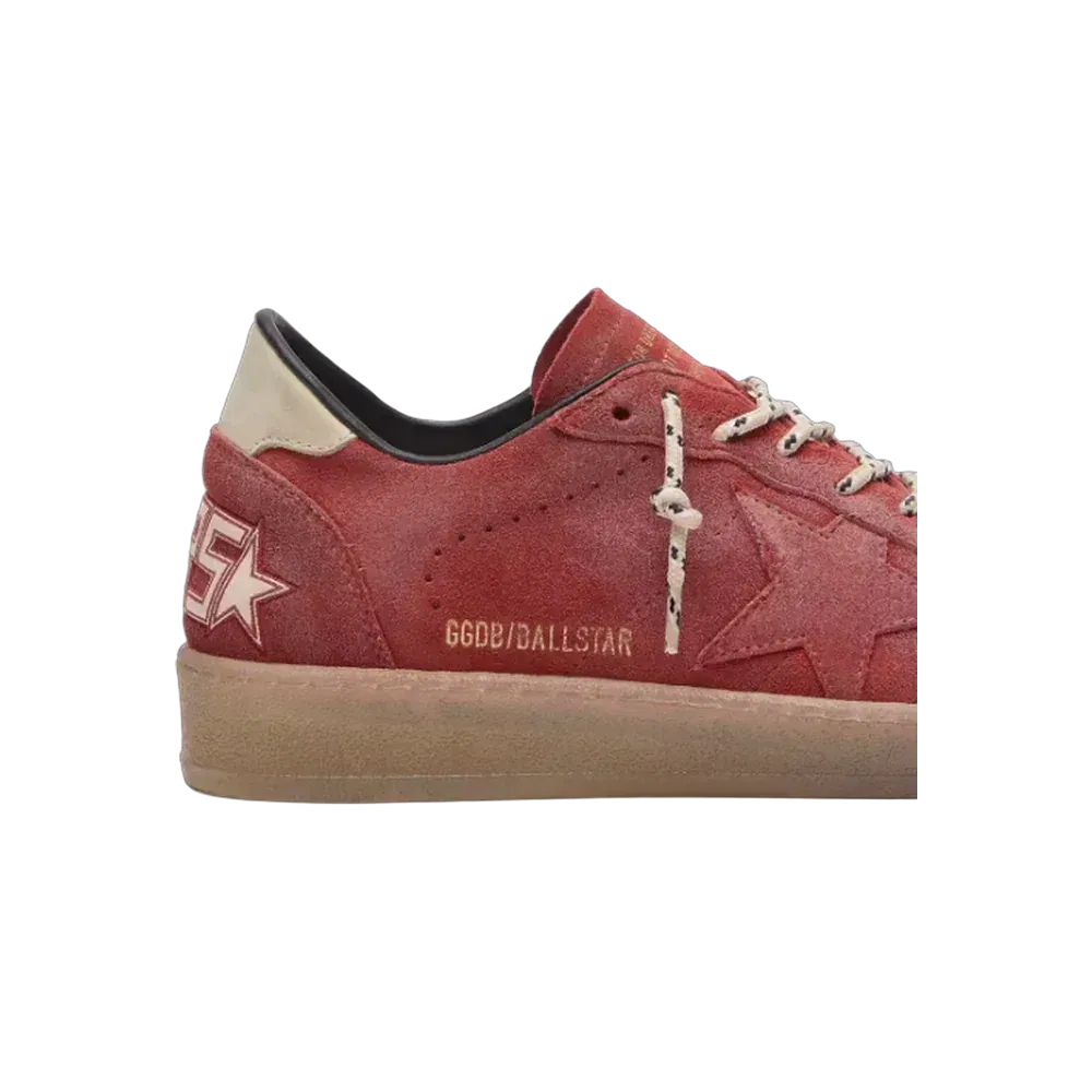 Golden Goose Ball Star In Rust-Red Suede With Tone-On-Tone Star