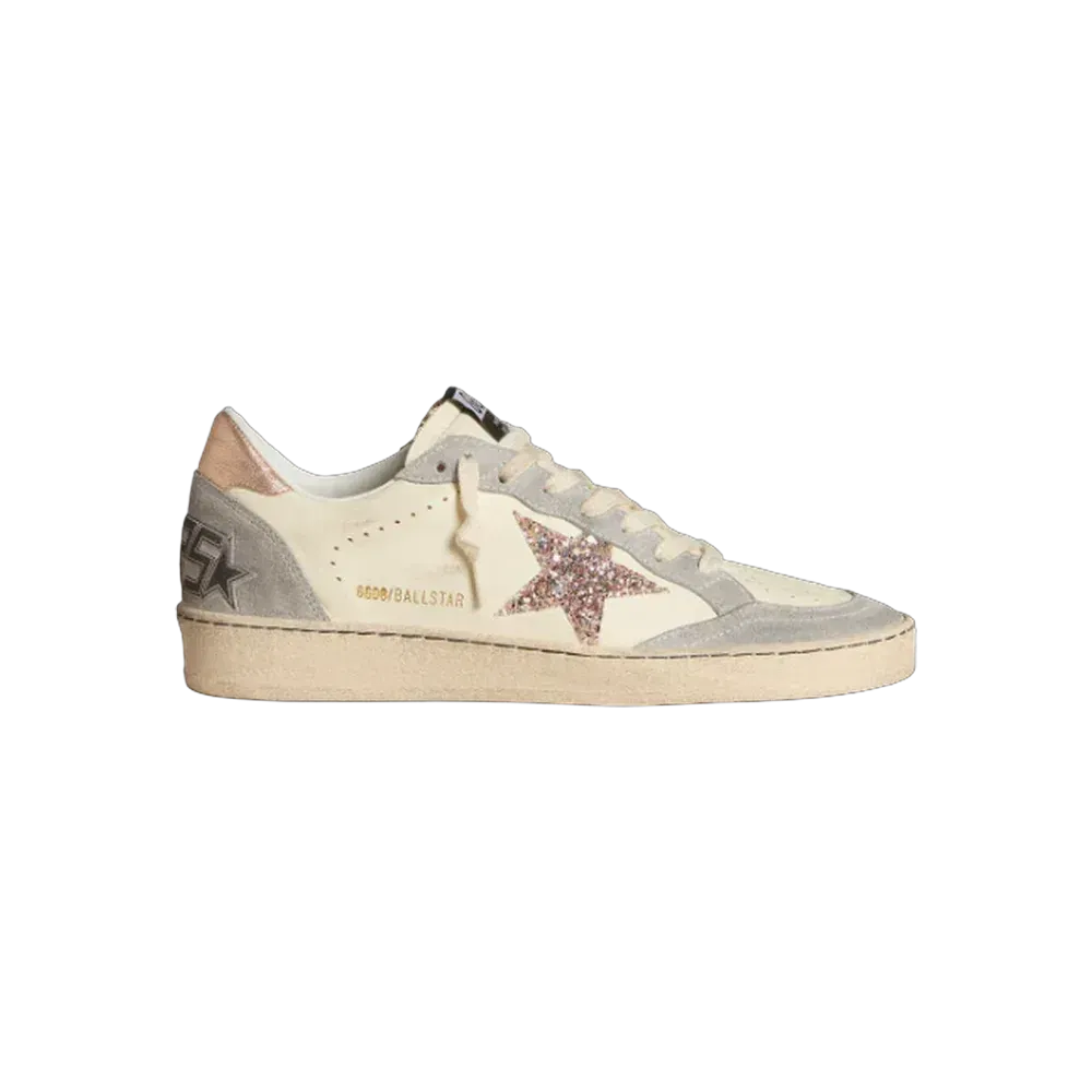 Golden Goose Ball Star In Nappa With Glitter Star And Metallic Heel Tab