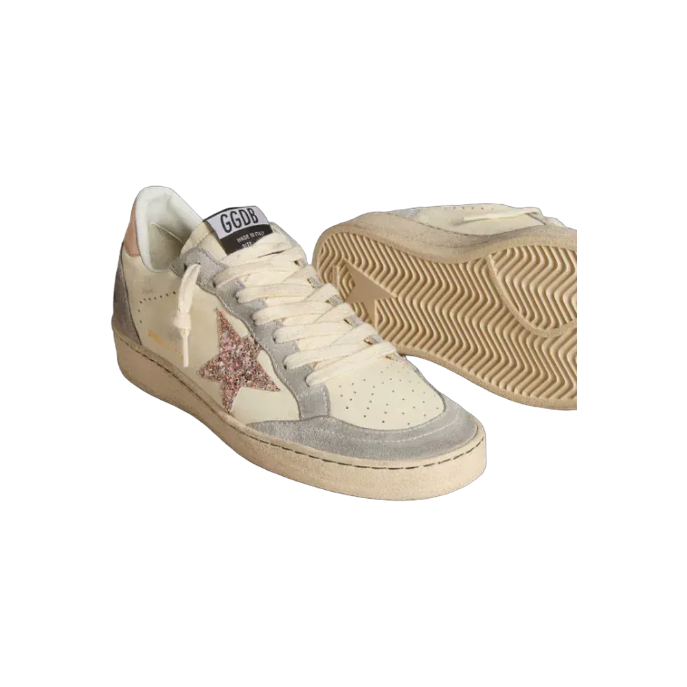 Golden Goose Ball Star In Nappa With Glitter Star And Metallic Heel Tab