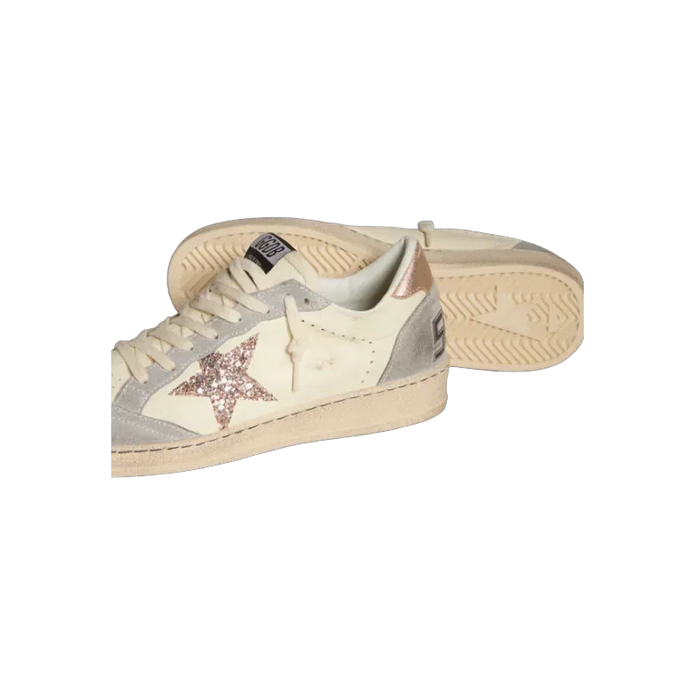 Golden Goose Ball Star In Nappa With Glitter Star And Metallic Heel Tab
