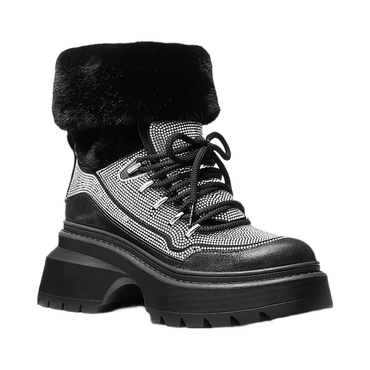 Michael Kors Shiloh Embellished Mixed-Media Boot Black