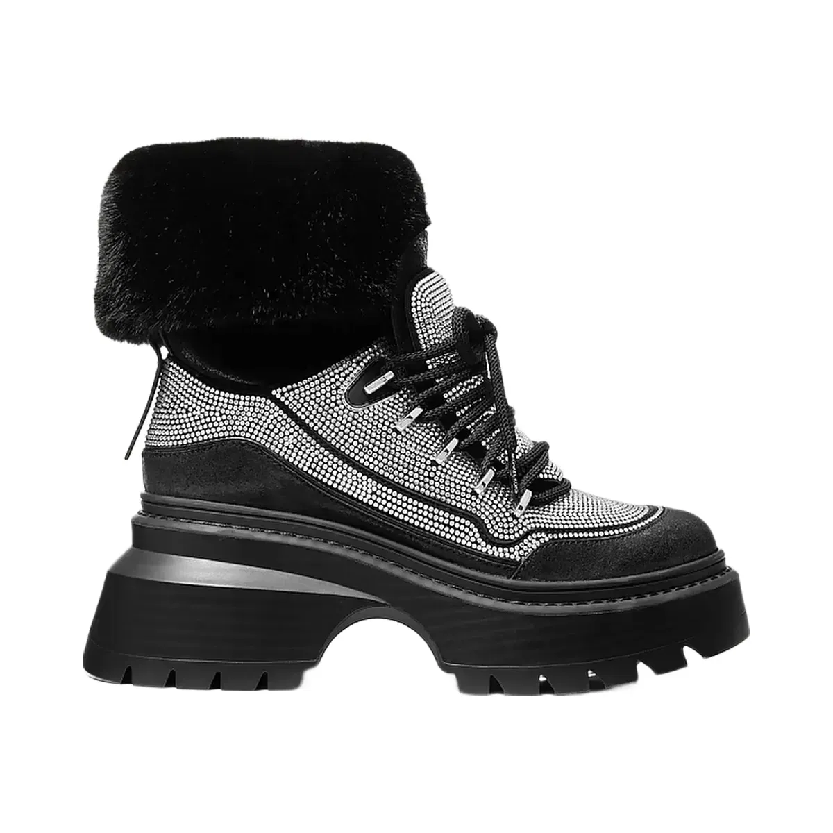 Michael Kors Shiloh Embellished Mixed-Media Boot Black
