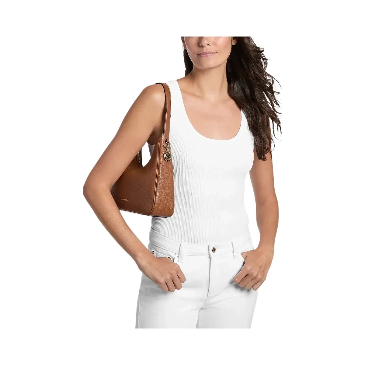 Michael Kors Nayla Small Pebbled Leather Hobo Shoulder Bag Luggage