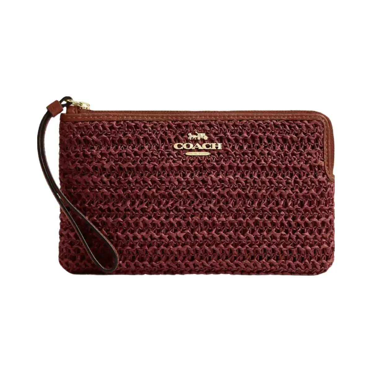 Coach Large Corner Zip Wristlet in Gold Russet