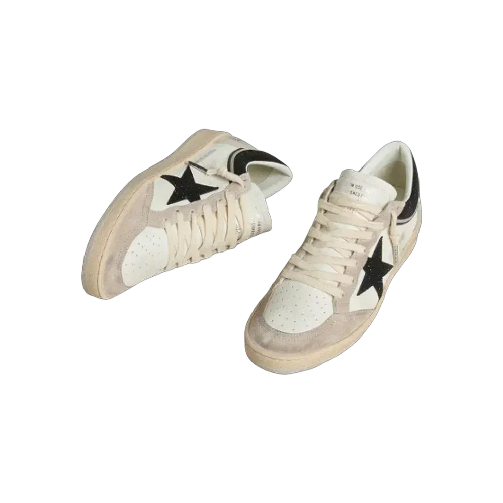 Golden Goose Ball Star LTD In Nappa With Black Crystal Star And Beige Suede Inserts