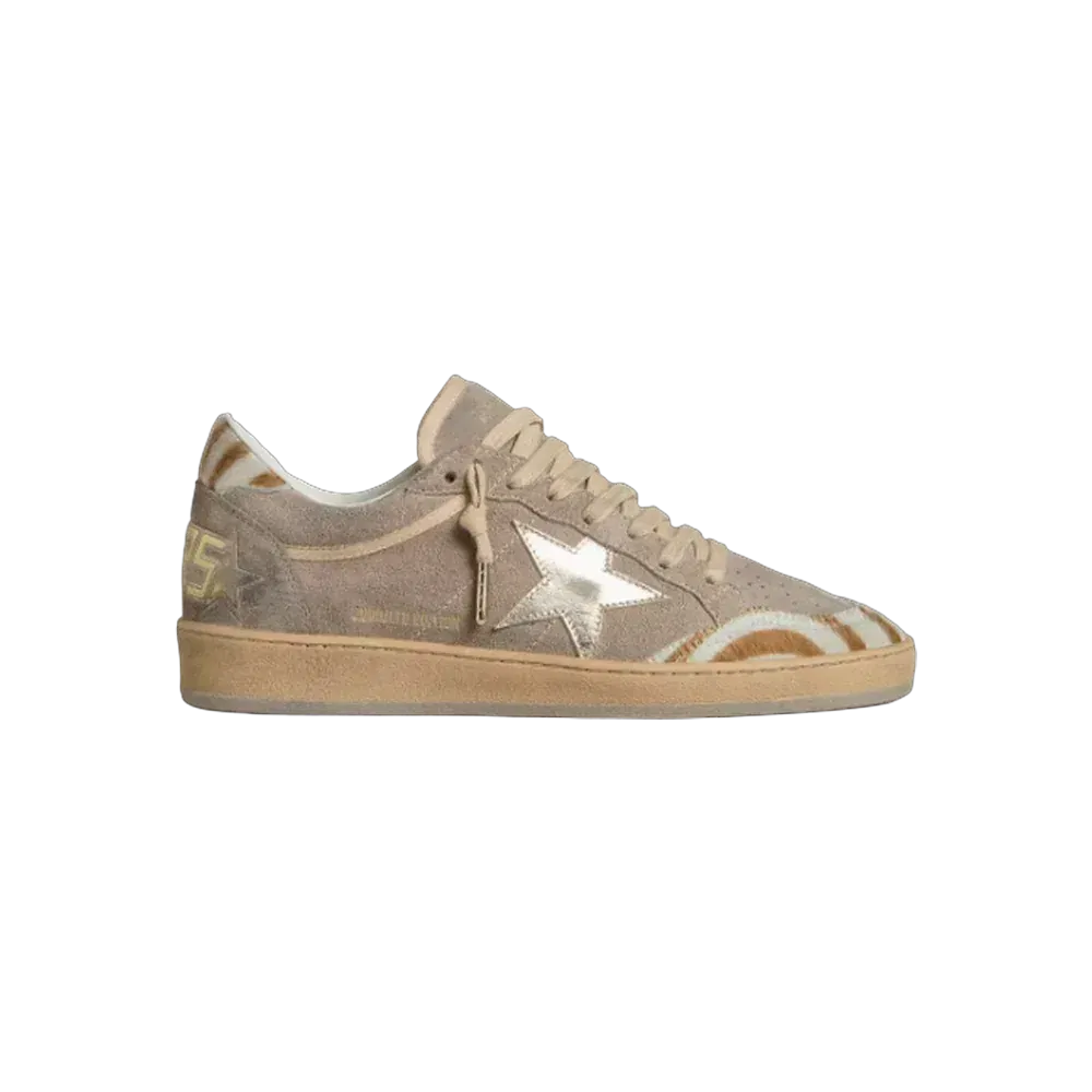 Golden Goose Ball Star LTD In Suede With Metallic Leather Star And Zebra Pony Skin