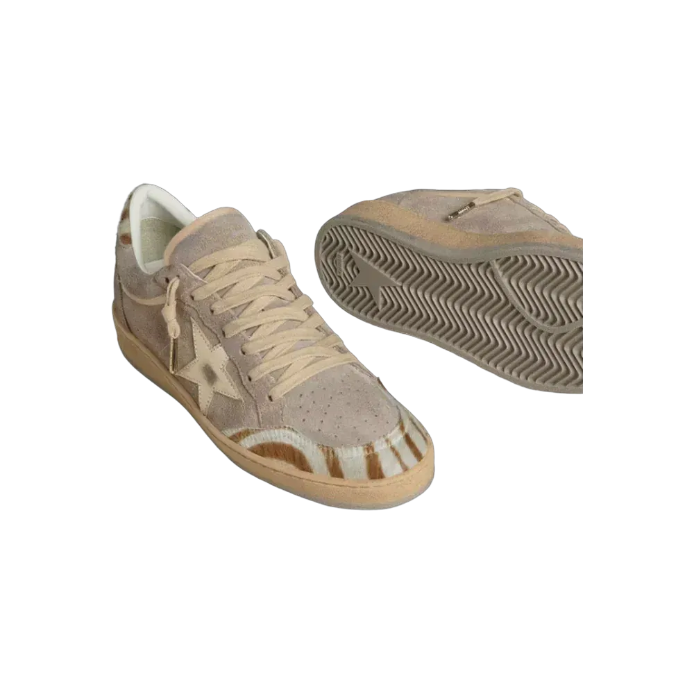 Golden Goose Ball Star LTD In Suede With Metallic Leather Star And Zebra Pony Skin