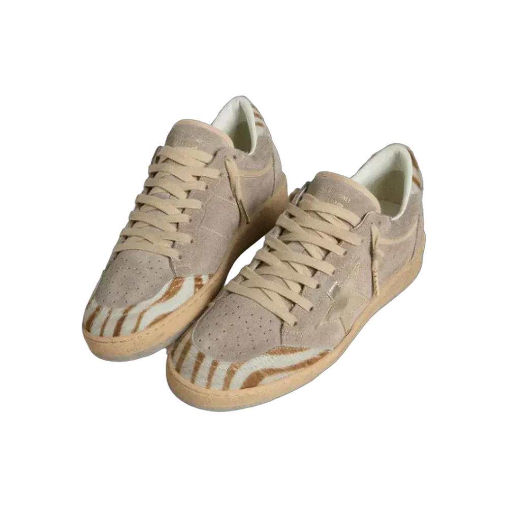 Golden Goose Ball Star LTD In Suede With Metallic Leather Star And Zebra Pony Skin