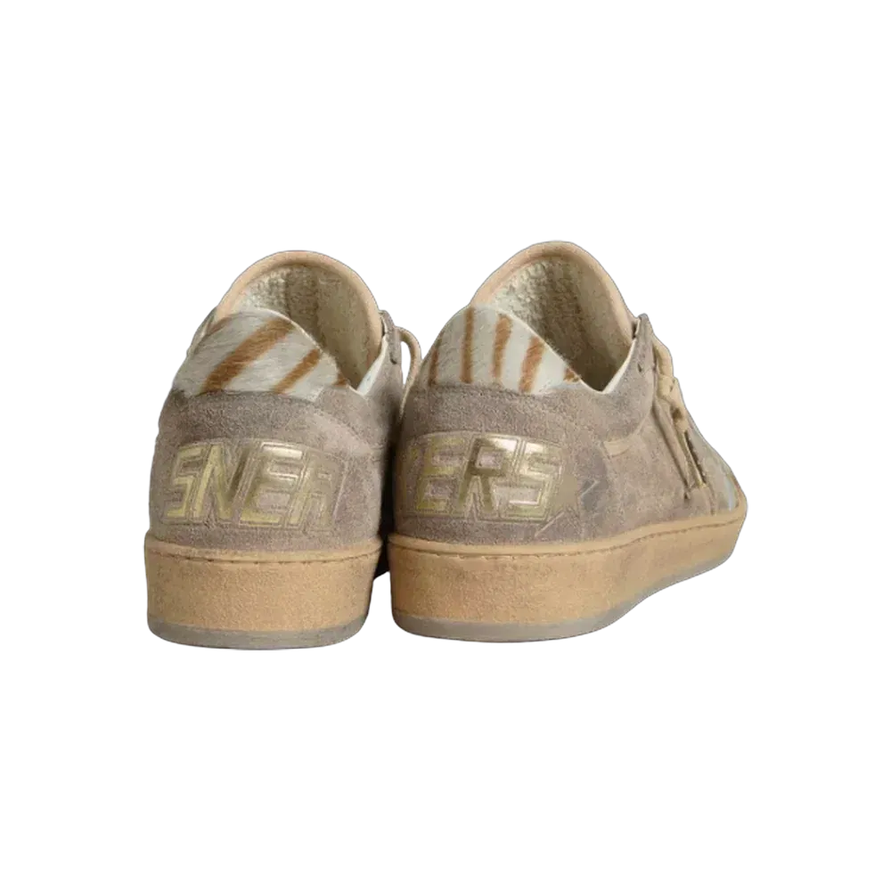 Golden Goose Ball Star LTD In Suede With Metallic Leather Star And Zebra Pony Skin