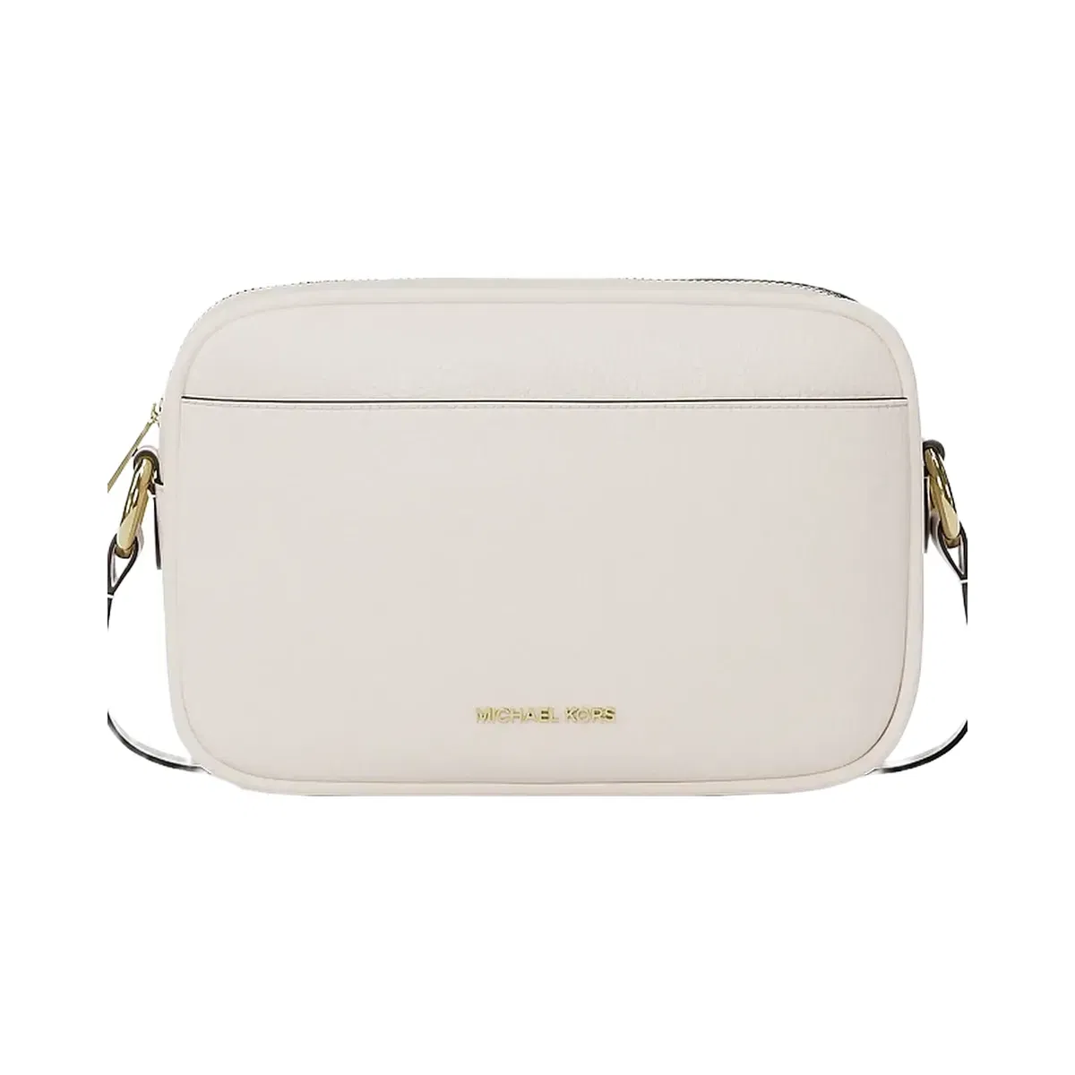 Michael Kors Jet Set Large Pebbled Leather Camera Crossbody Bag Lt Cream