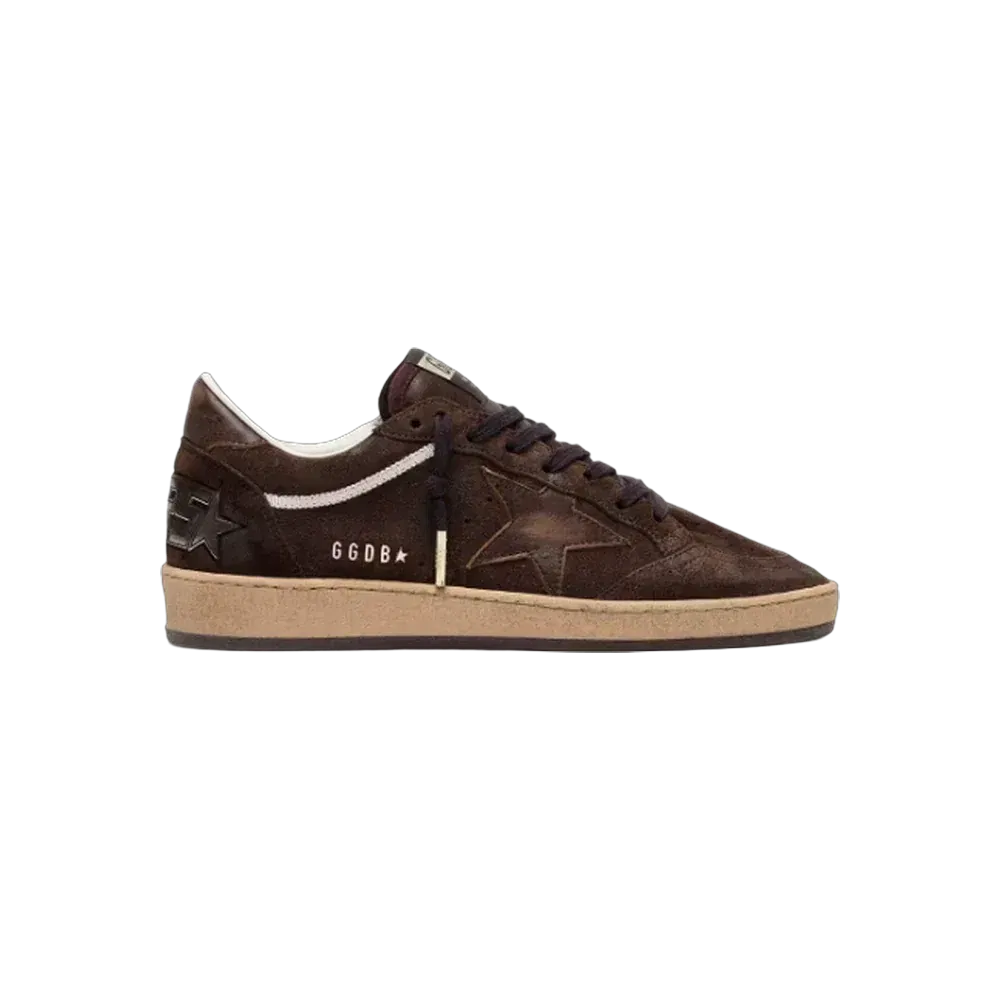Golden Goose Ball Star In Brown Suede With Brown Leather Star And Heel Tab