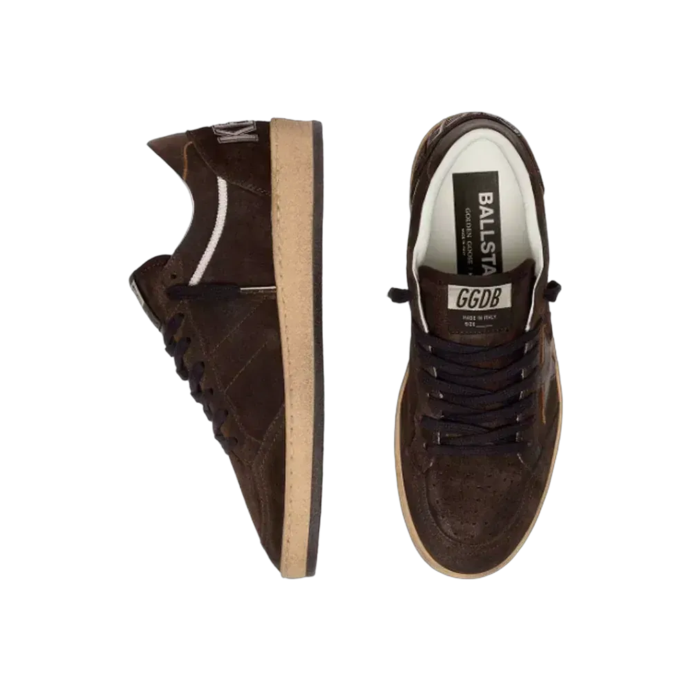 Golden Goose Ball Star In Brown Suede With Brown Leather Star And Heel Tab