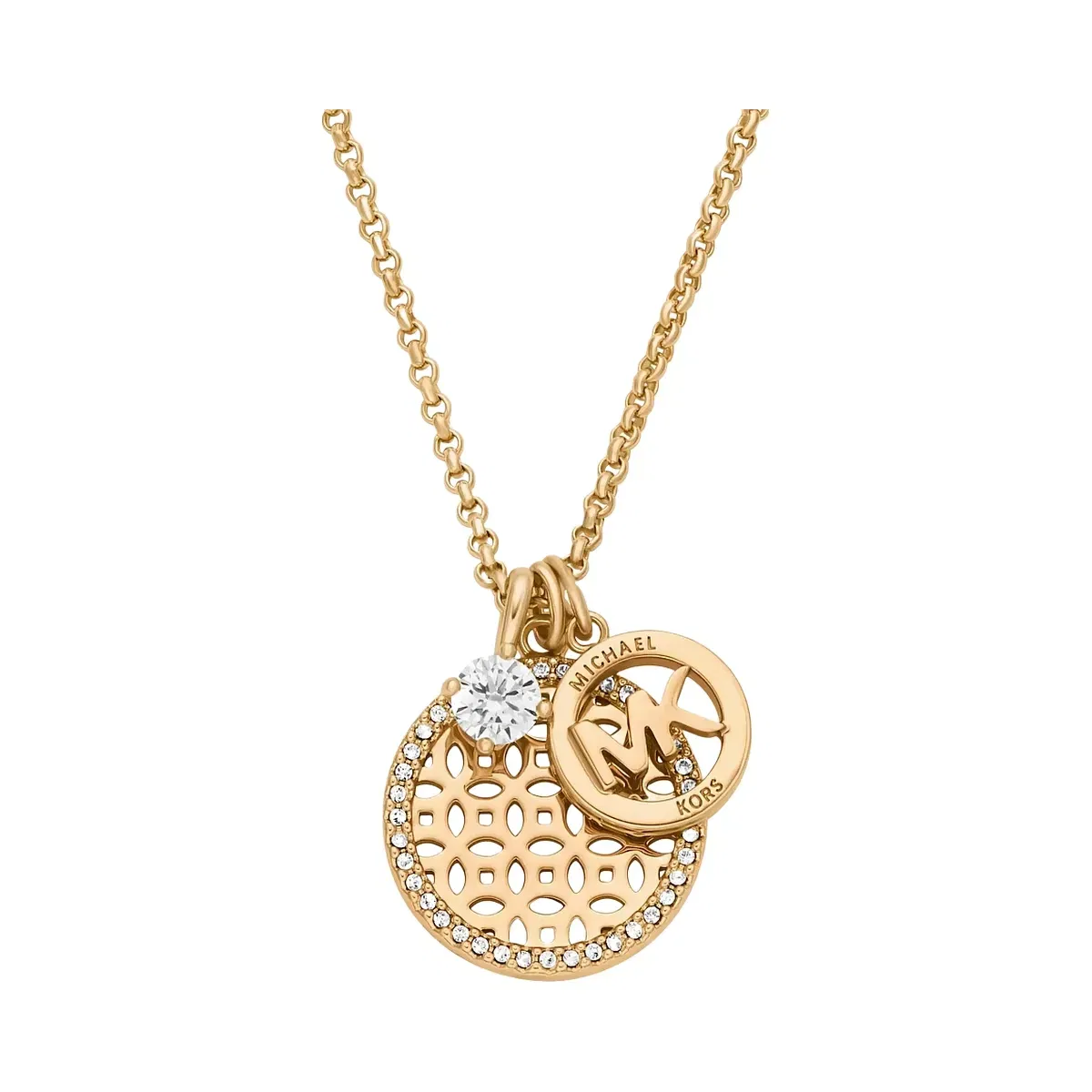 Michael Kors Pavé Charm Necklace Gold