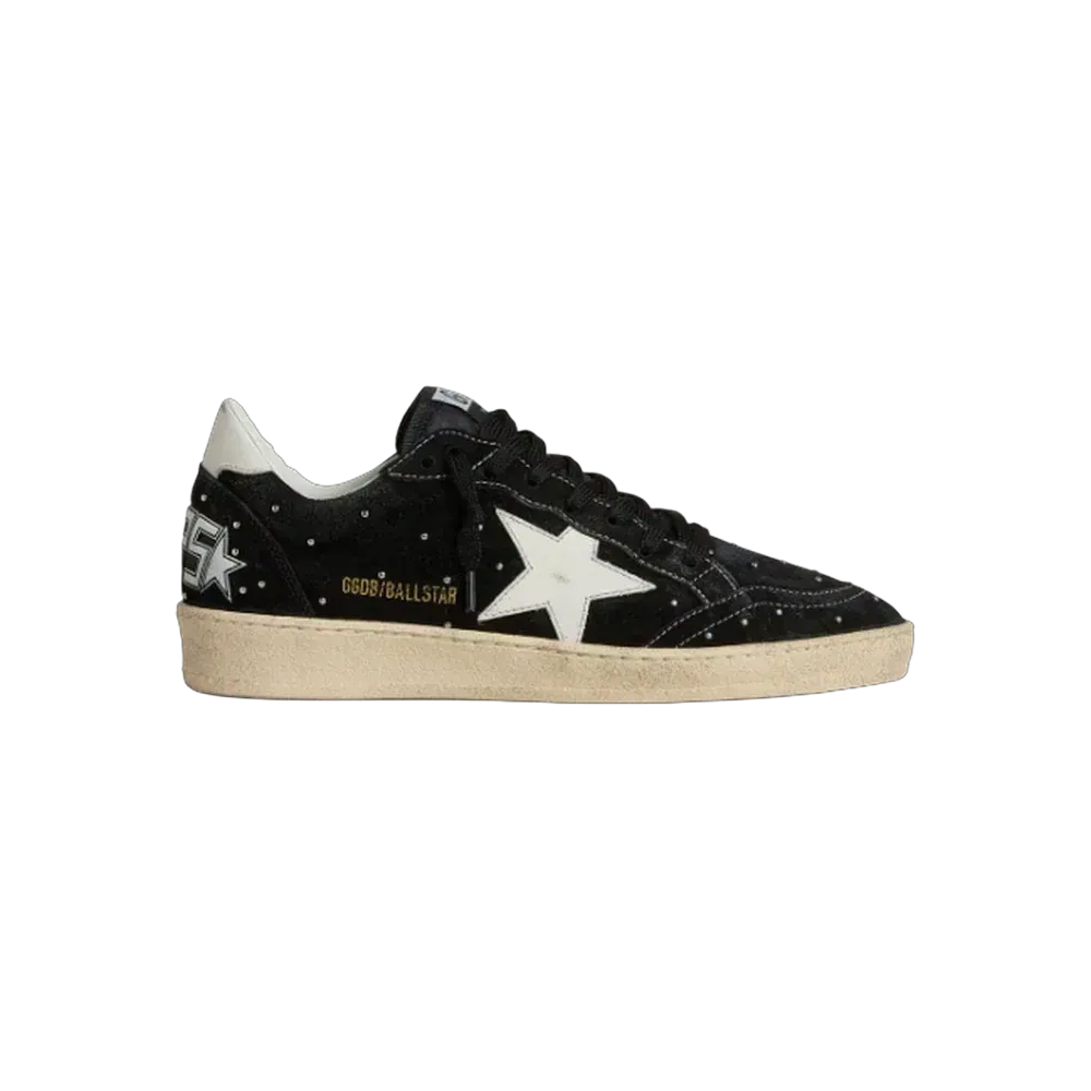 Golden Goose Ball Star In Black Suede With Studs And White Leather Star