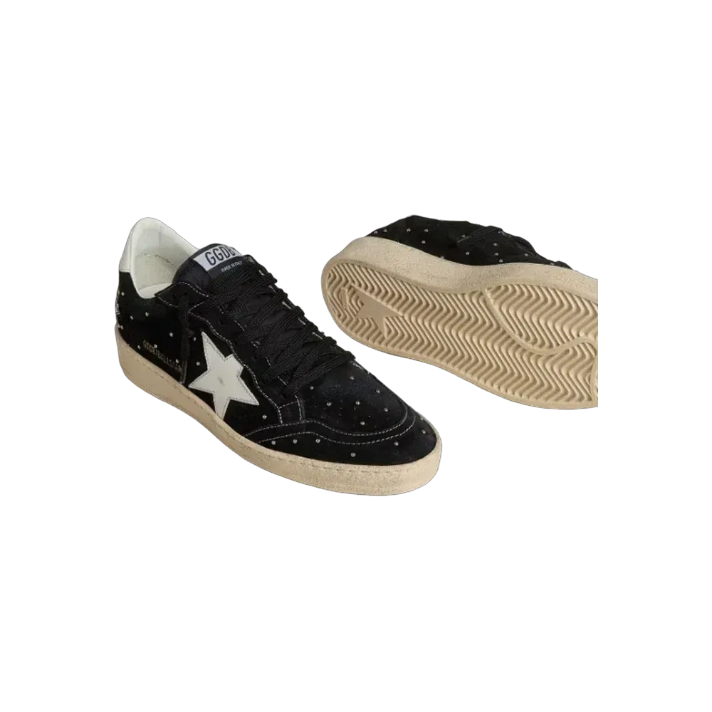 Golden Goose Ball Star In Black Suede With Studs And White Leather Star
