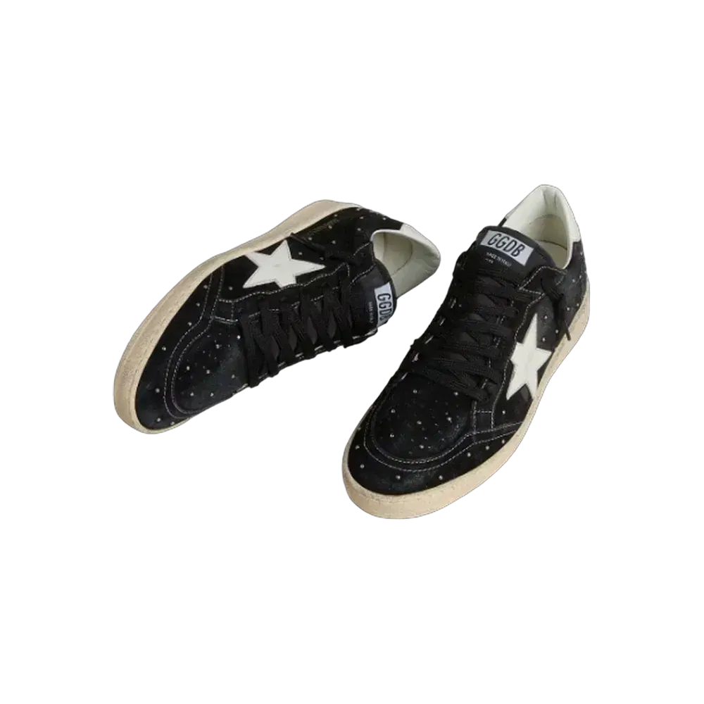 Golden Goose Ball Star In Black Suede With Studs And White Leather Star
