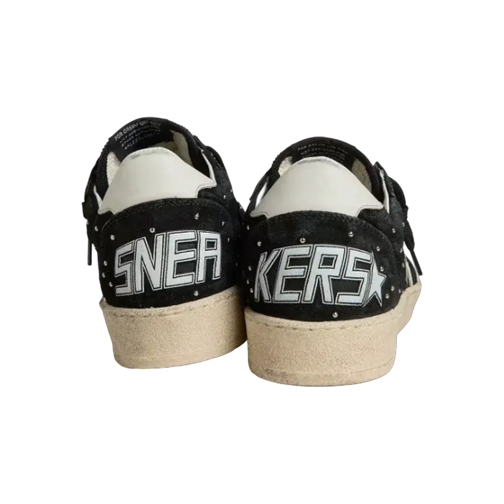 Golden Goose Ball Star In Black Suede With Studs And White Leather Star