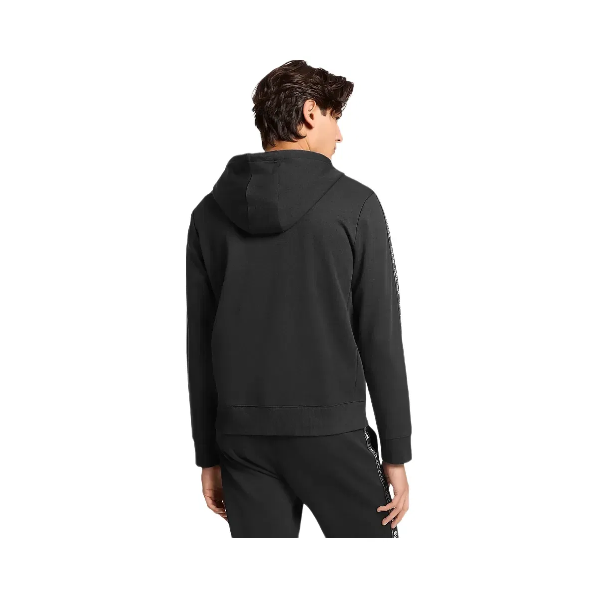 Michael Kors Logo Tape Cotton Blend Zip-Up Hoodie Black