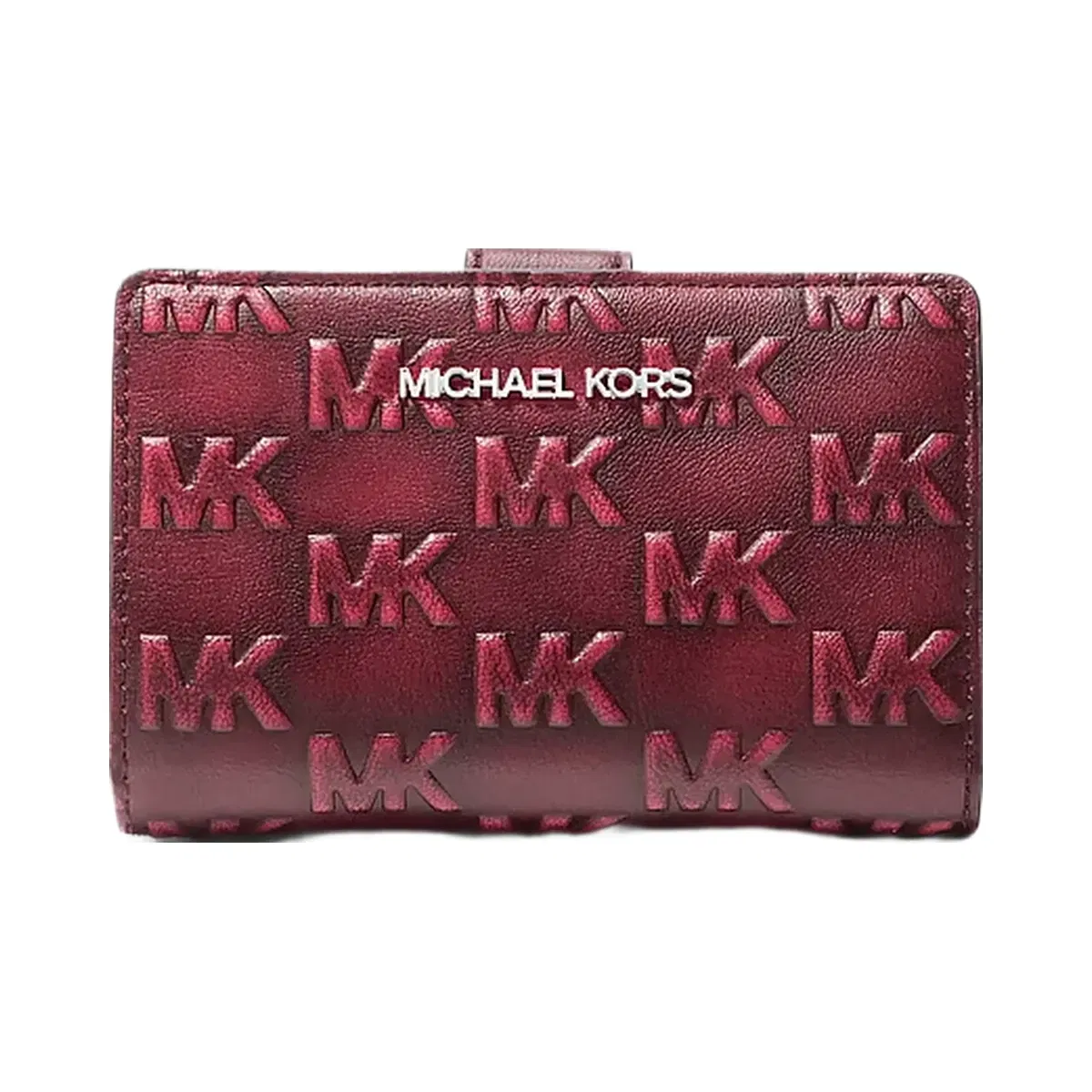 Michael Kors Jet Set Travel Medium Logo Embossed Wallet Maroon