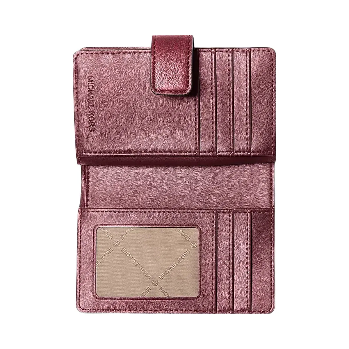 Michael Kors Jet Set Travel Medium Logo Embossed Wallet Maroon