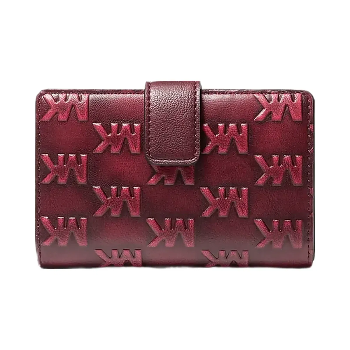 Michael Kors Jet Set Travel Medium Logo Embossed Wallet Maroon
