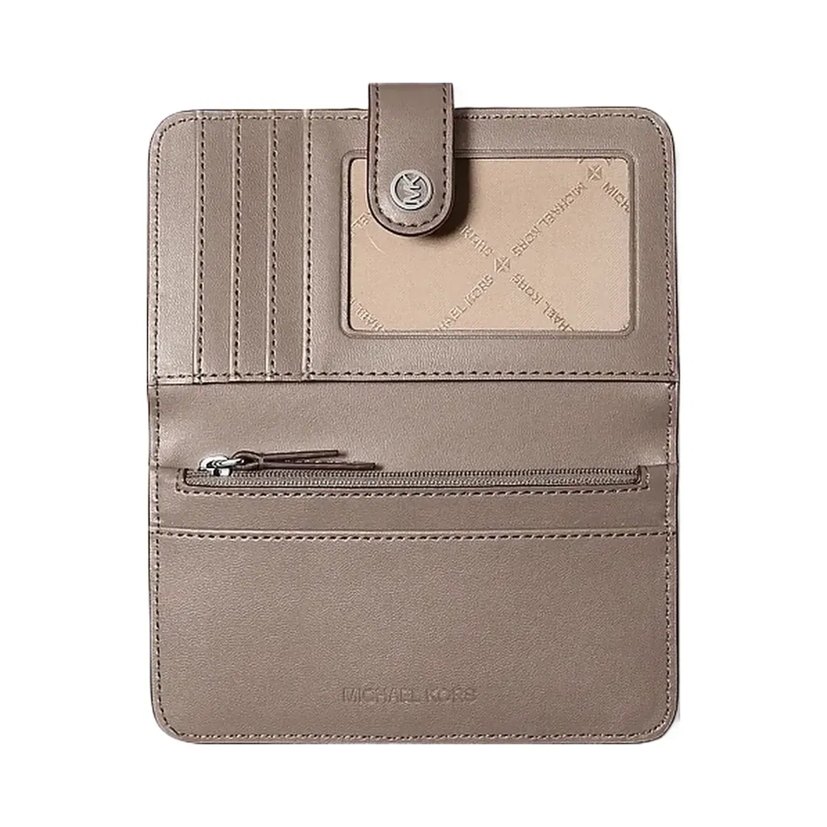 Michael Kors Jet Set Travel Medium Pebbled Leather Wallet Mushroom