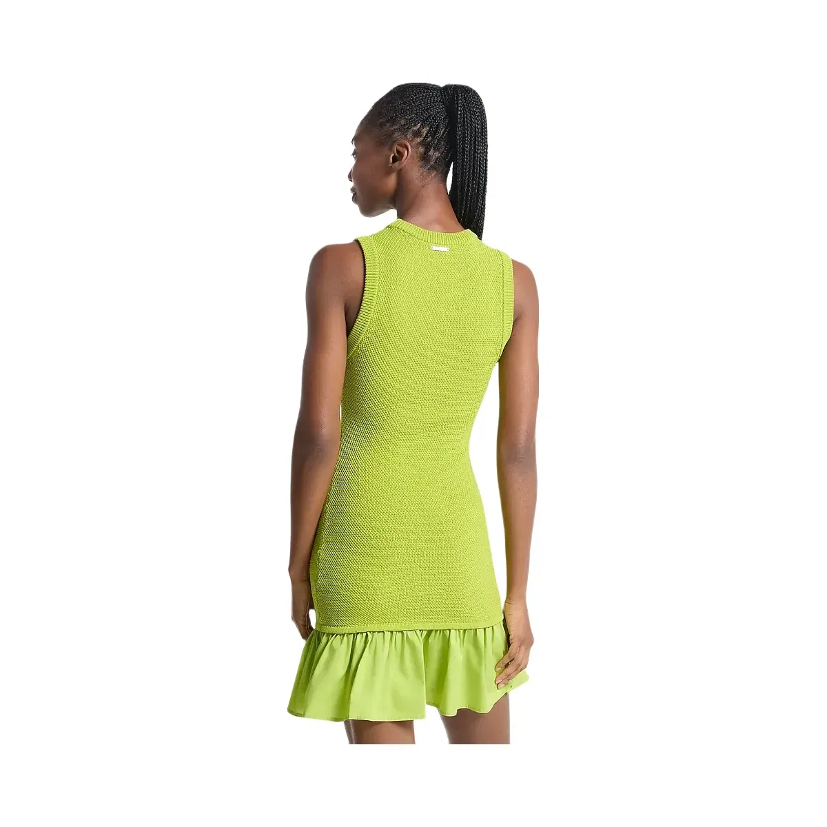Michael Kors Ruffled Woven Mini Dress Lime