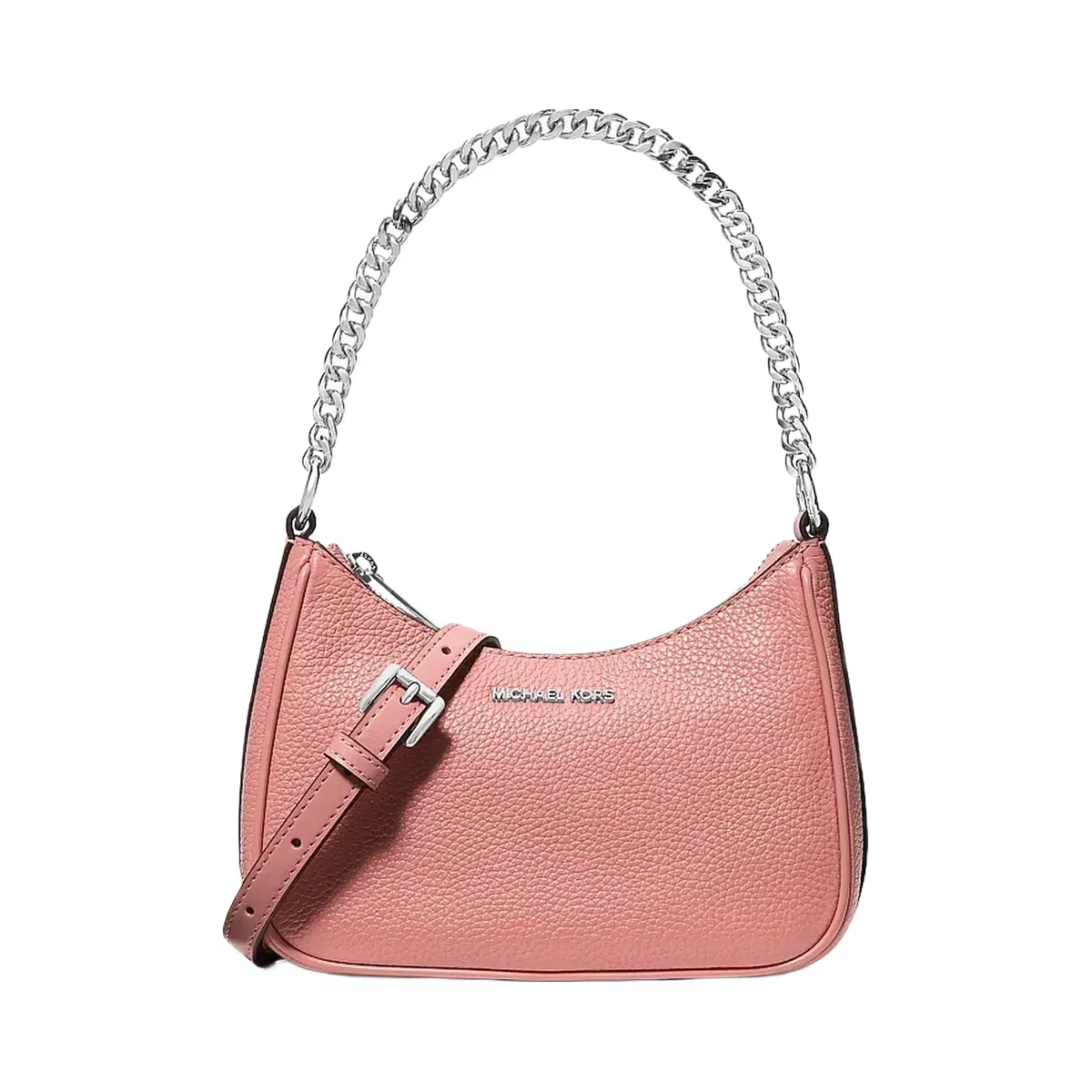 Michael Kors Jet Set Travel Small Pebbled Leather Convertible Crossbody Bag Sunset Rose