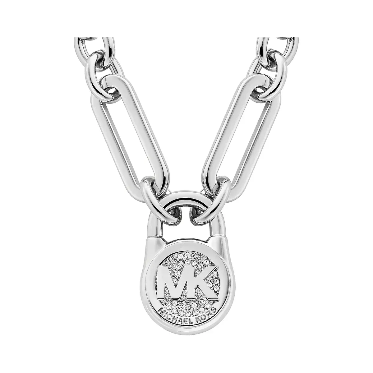 Michael Kors Pavé Lock Necklace Silver