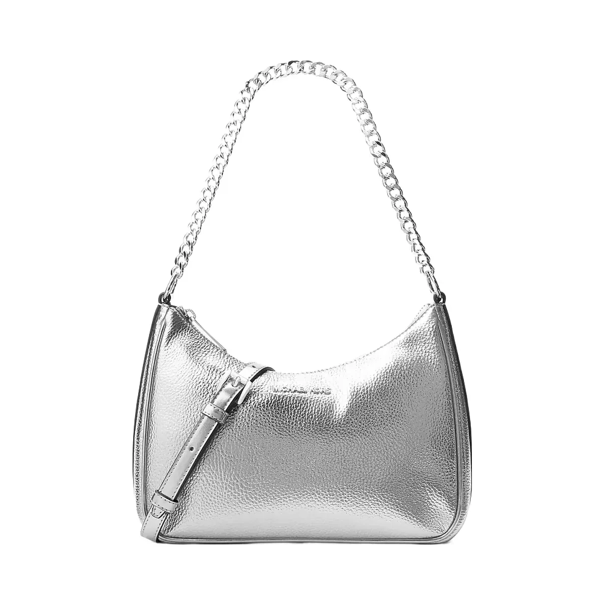 Michael Kors Jet Set Travel Large Metallic Convertible Crossbody Bag Silver