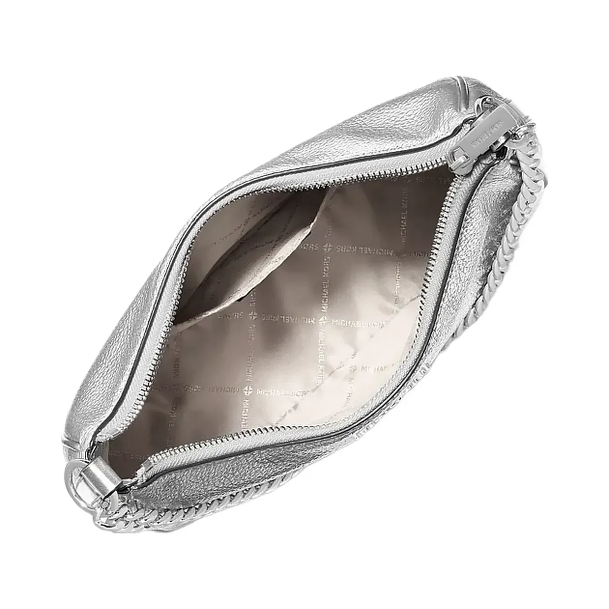 Michael Kors Jet Set Travel Large Metallic Convertible Crossbody Bag Silver