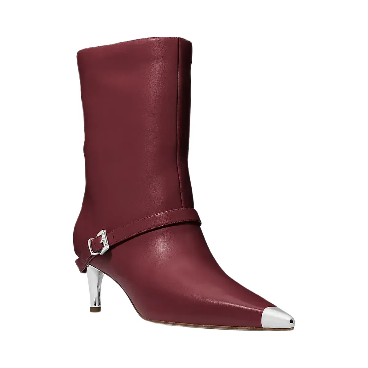 Michael Kors Kasia Leather Buckle Boot Oxblood