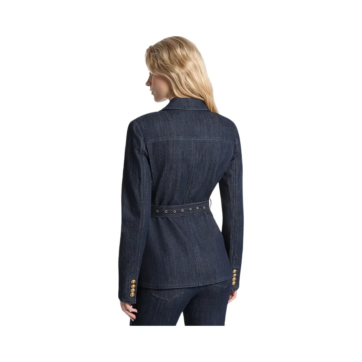 Michael Kors Belted Denim Blazer Rinse