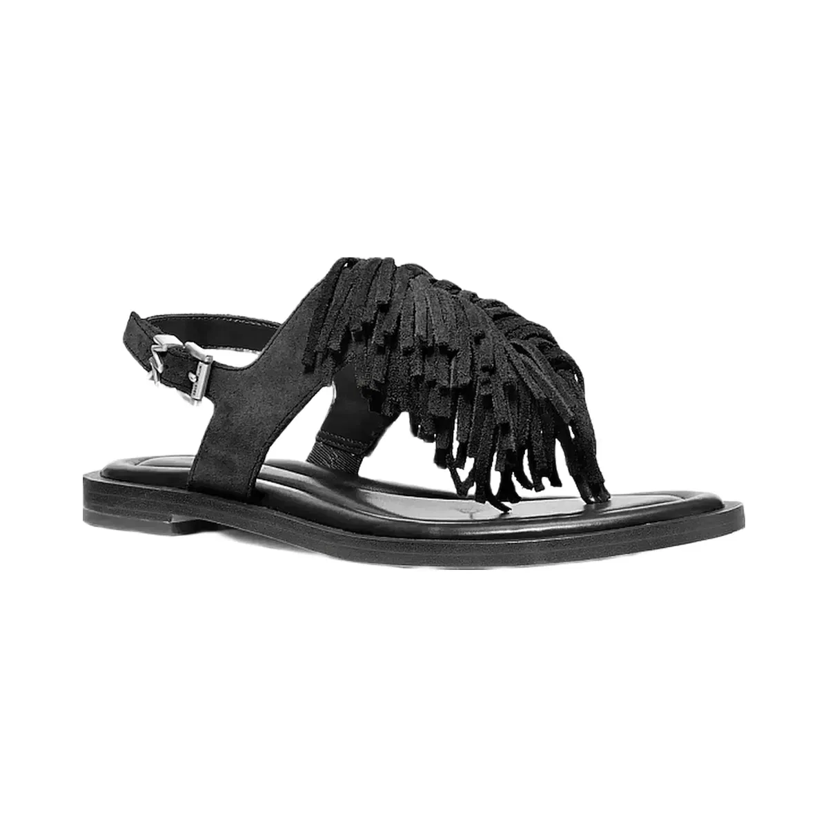 Michael Kors Indra Fringed Suede Sandal Black