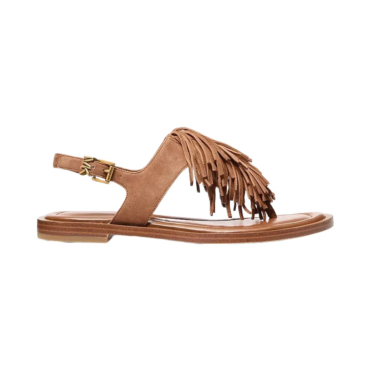 Michael Kors Indra Fringed Suede Sandal Luggage