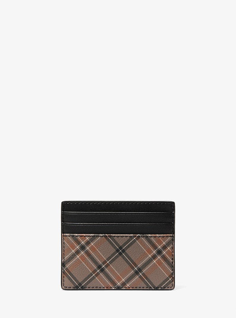 Michael Kors Cooper Plaid Card Case Mushroom