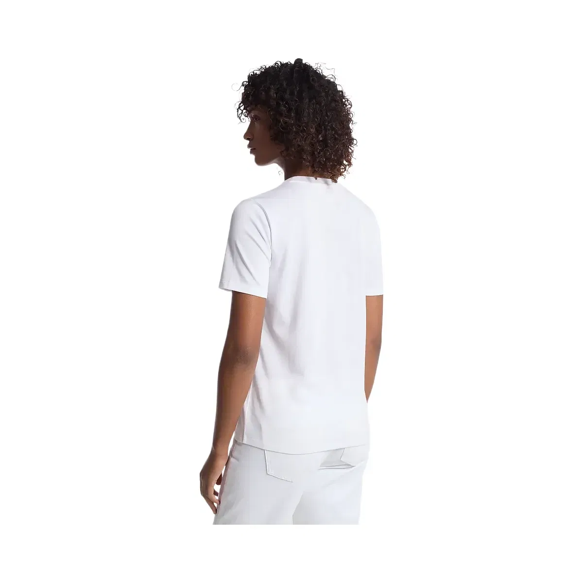 Michael Kors Studded Logo Charm Organic Cotton Jersey T-Shirt White