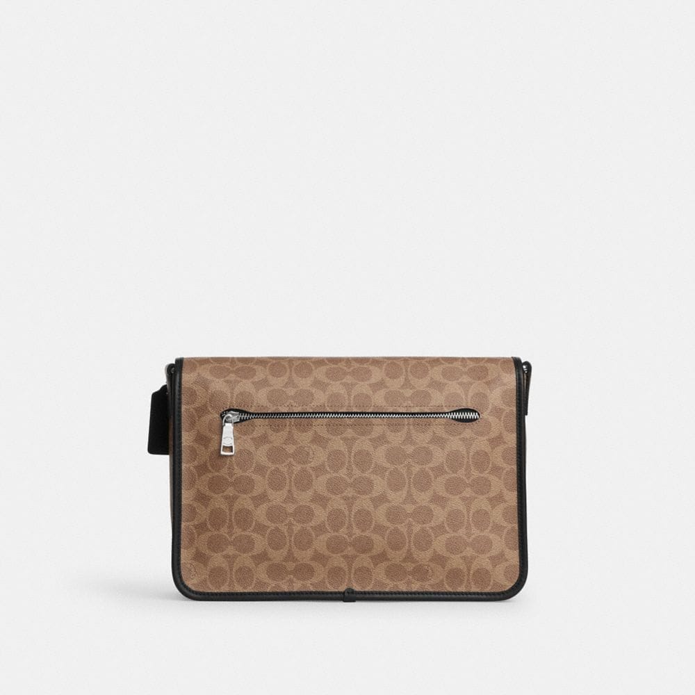 Coach Colby Messenger Bag 32 In Signature Canvas Silver Tan Black